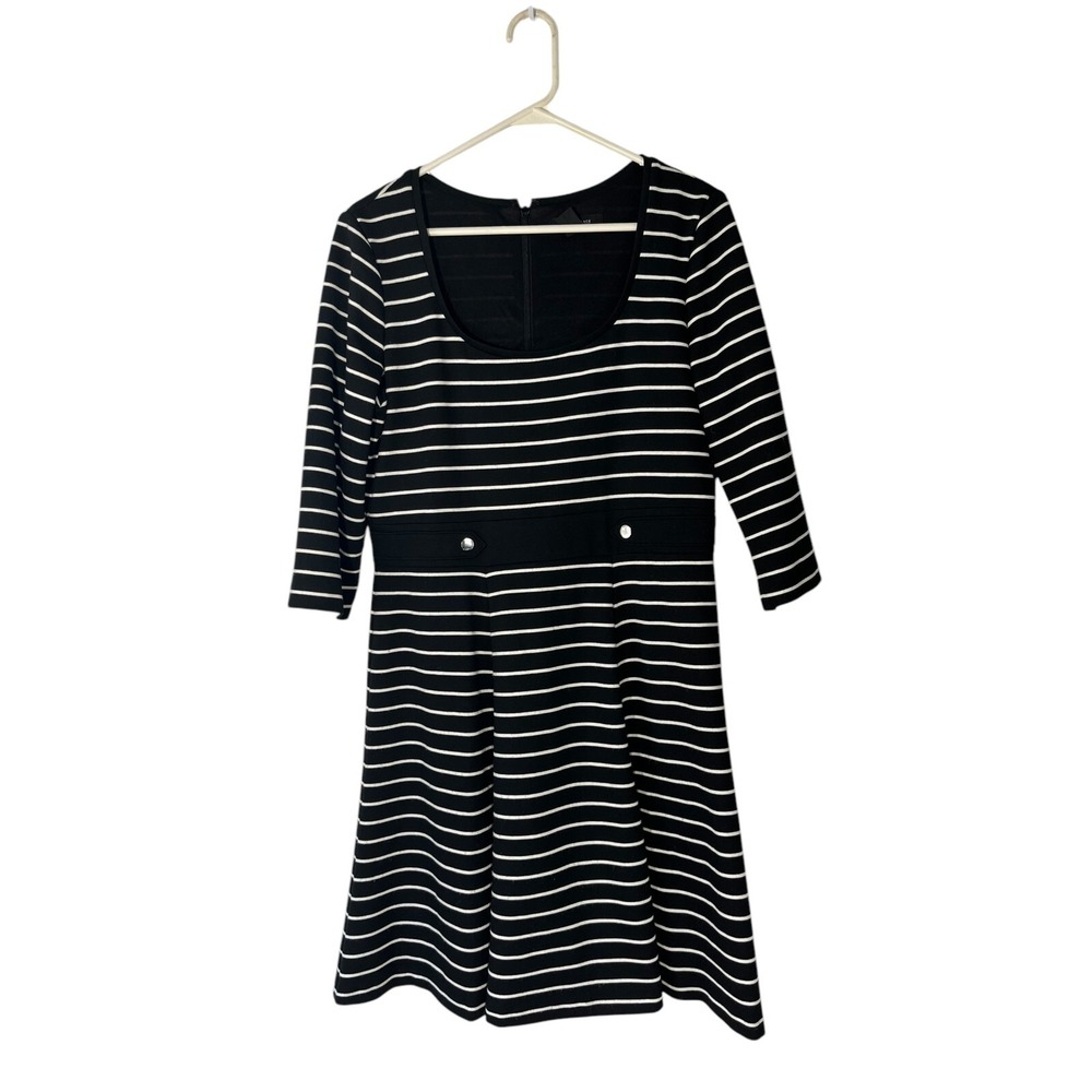 White House‎ Black Market Women's Stripe Dress Lined 3/4 Sleeve 14